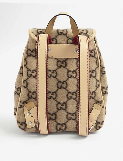 Shop Gucci Kids Gg-print Boiled Wool Backpack In Beige