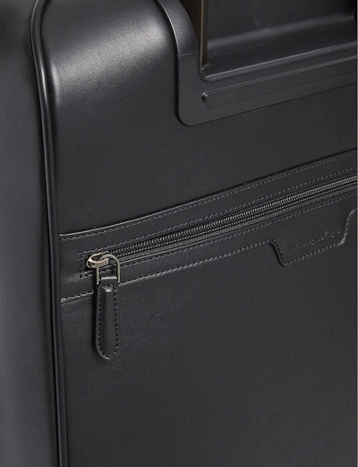 Shop Ermenegildo Zegna Woven Leather Suitcase In Black