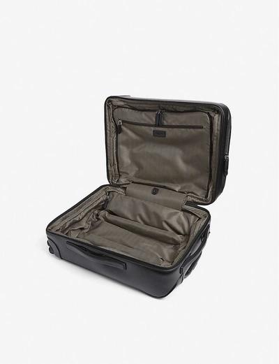 Shop Ermenegildo Zegna Woven Leather Suitcase In Black