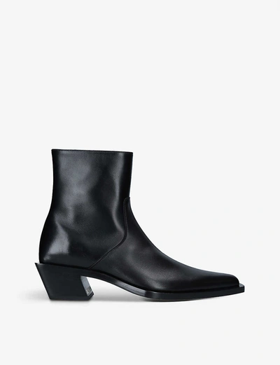 Shop Balenciaga Tiaga Leather Heeled Ankle Boots In Black