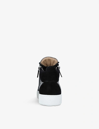 Shop Giuseppe Zanotti Kriss Crystal-embellished Suede High-top Trainers