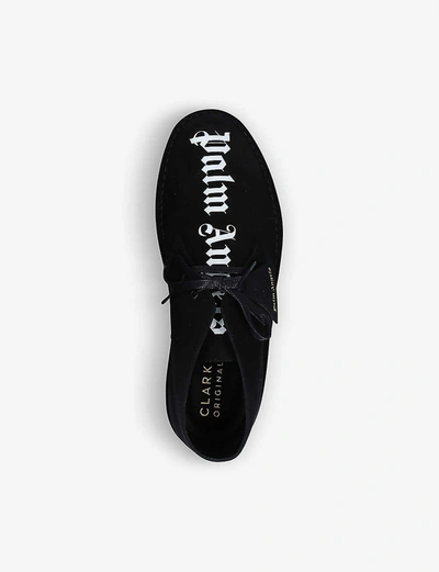 Shop Palm Angels X Clarks Brand-print Suede Desert Boots In Black