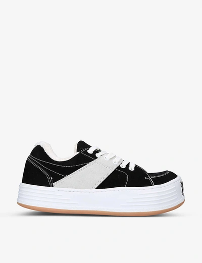 Shop Palm Angels Snow Contrast-stripe Suede Low-top Trainers