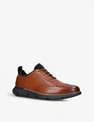 Shop Cole Haan 4.zerøgrand Woven And Leather Oxford Mid-top Trainers In Tan