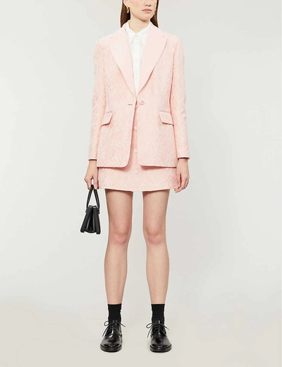 Shop Sandro Zebrey Cotton-blend Blazer In Pink