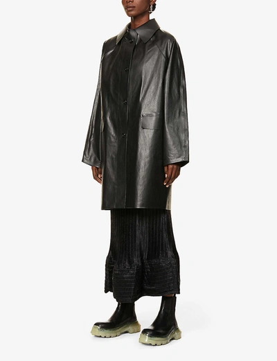 Shop Kassl Editions Womens Black Oil Coated Cotton-blend Coat Xs