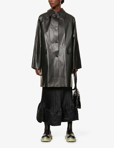 Shop Kassl Editions Womens Black Oil Coated Cotton-blend Coat Xs