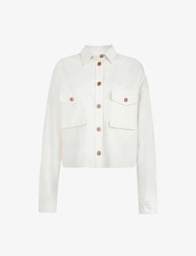 Shop Allsaints Sol Cotton Shirt Jacket In White