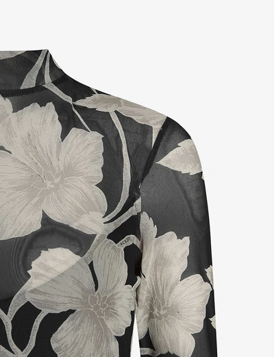 Shop Allsaints Hanna Floral-print Mesh Maxi Dress In Black