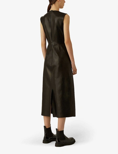 Shop Joseph Demry Panelled Leather Mini Dress In Black
