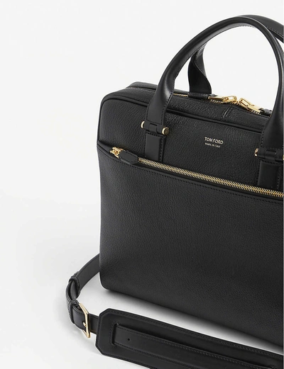 Shop Tom Ford Grained Leather Briefcase In Black