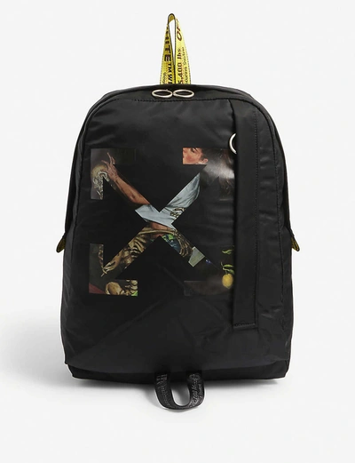 Shop Off-white Pascal Graphic-print Woven Backpack In Black+pink