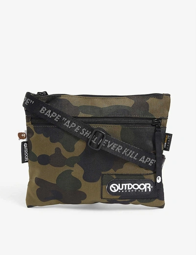 Shop A Bathing Ape Camouflage-print Mini Woven Shoulder Bag In Green