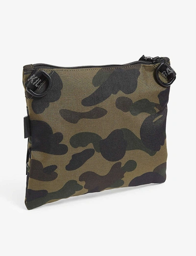 Shop A Bathing Ape Camouflage-print Mini Woven Shoulder Bag In Green
