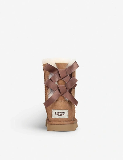 Shop Ugg Girls Brown Kids Bailey Bow Ii Sheepskin Boots 9.5