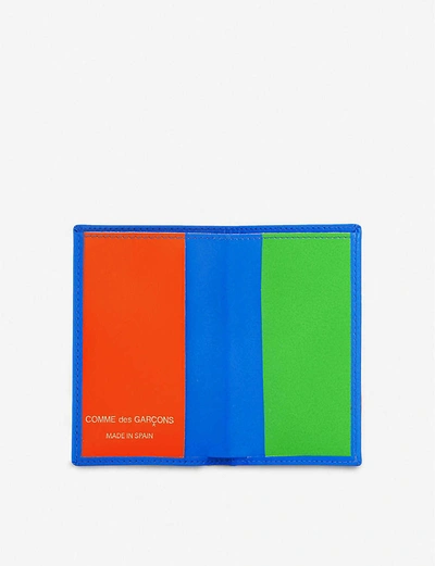 Shop Comme Des Garçons Super Flourescent Leather Card Holder In Blue