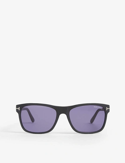 Shop Tom Ford Men's Black Giulio Matte Rectangle-frame Sunglasses