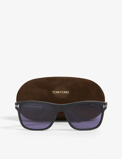 Shop Tom Ford Men's Black Giulio Matte Rectangle-frame Sunglasses