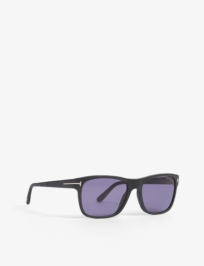 Shop Tom Ford Men's Black Giulio Matte Rectangle-frame Sunglasses