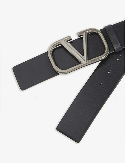 Shop Valentino Go Logo Leather Belt In Black Matte