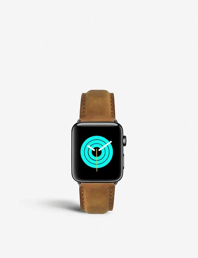 Shop Mintapple Mens Brown Apple Watch Matte Coated Stainless Steel And Suede Strap 38mm/40mm/41mm