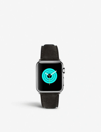 Shop Mintapple Mens Black Apple Watch Stainless-steel And Suede Strap