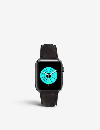 Shop Mintapple Mens Black Apple Watch Matte-coated Stainless-steel And Suede Strap