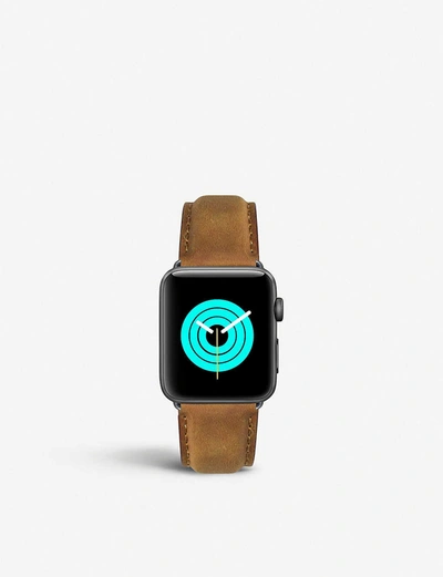Shop Mintapple Mens Brown Apple Watch Matte Coated Stainless Steel And Suede Strap 42mm/44mm