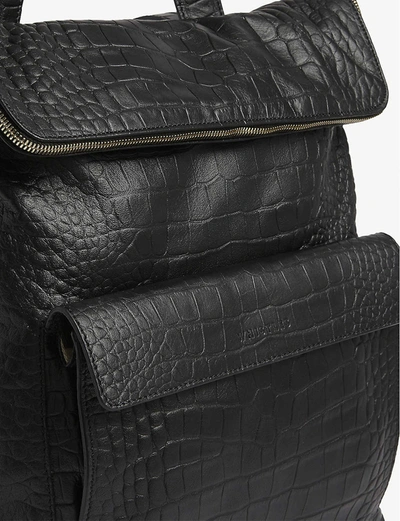 Shop Whistles Womens Black Verity Croc-embossed Leather Backpack 1size