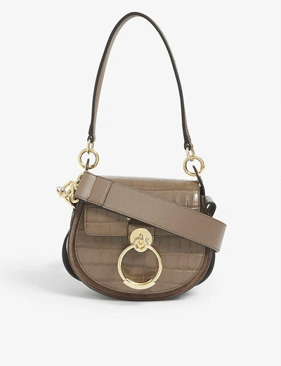 Shop Chloé Tess Small Croc-embossed Leather Cross-body Bag