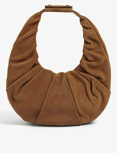 Shop Staud Moon Large Leather Shoulder Bag In Tan