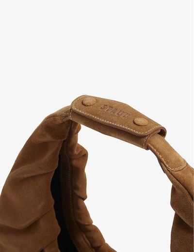 Shop Staud Moon Large Leather Shoulder Bag In Tan