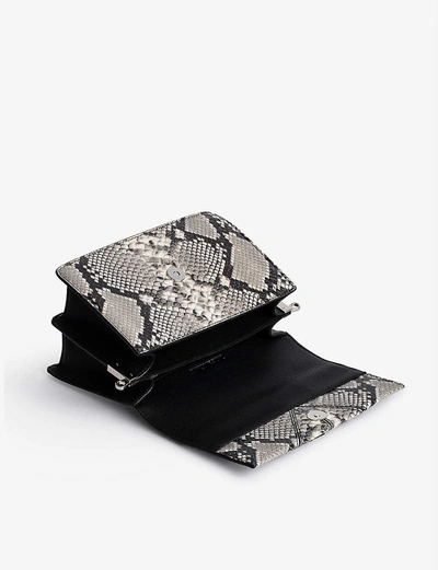 Shop Zadig & Voltaire Lolita Wild Python-print Leather Shoulder Bag In Noir