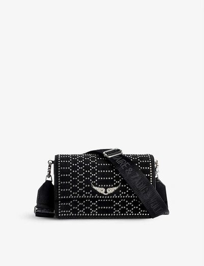 Shop Zadig & Voltaire Lolita Stud-embellished Suede Cross-body Bag