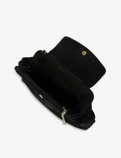 Shop Dune Enlightened Leather Clutch Bag In Black-nubuck
