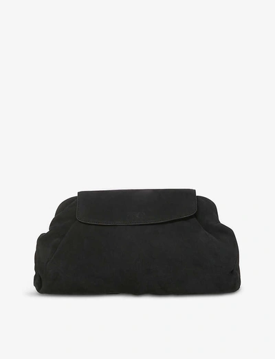 Shop Dune Enlightened Leather Clutch Bag In Black-nubuck
