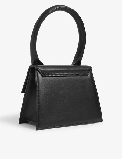 Shop Jacquemus Le Chiquito Medium Leather Top Handle Bag In Black