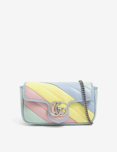 Shop Gucci Gg Marmont Leather Super Mini Cross-body Bag In Multi Pastel