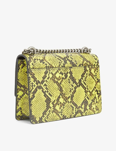 Shop Kurt Geiger Shoreditch Snakeskin-embossed Leather Cross-body Bag In Yellow