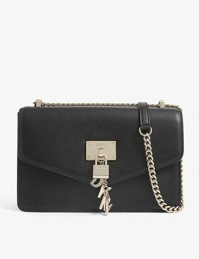 Shop Dkny Womens Black/gold Elissa Small Leather Shoulder Bag