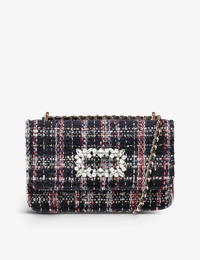 Shop Dune Bouclay Brooch-embellished Tweed Shoulder Bag