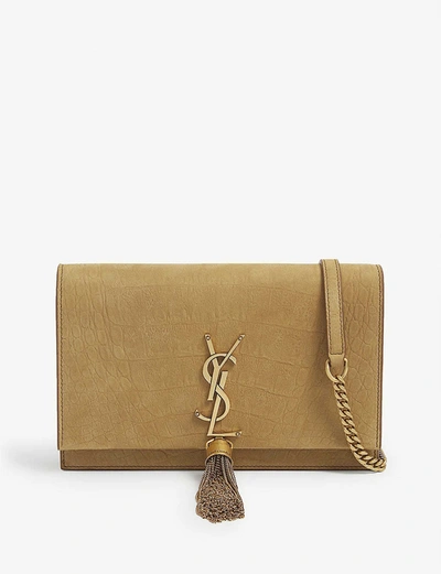 Shop Saint Laurent Kate Tassel Embellished Wallet-on-chain In Dark Ochre Yellow