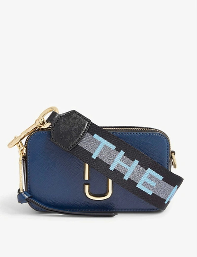 Marc Jacobs Ladies Blue Leather Stripe Snapshot Cross-body Bag In New Blue  Sea Multi