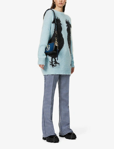 Marc Jacobs Ladies Blue Leather Stripe Snapshot Cross-body Bag In New Blue  Sea Multi