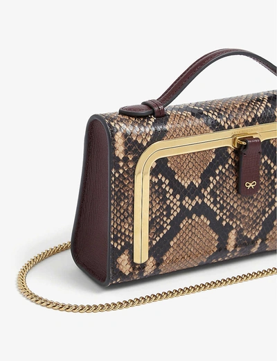 Shop Anya Hindmarch Top-handle Mini Snake-embossed Leather Postbox Bag In Cedar