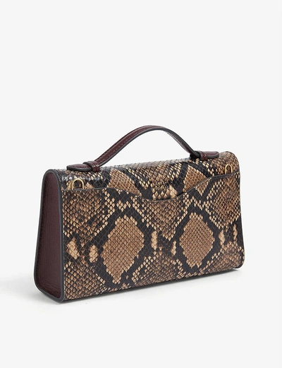 Shop Anya Hindmarch Top-handle Mini Snake-embossed Leather Postbox Bag In Cedar