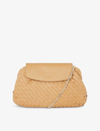 Shop Dune Emoree Voluminous Woven Leather Clutch Bag In Caramel-leather