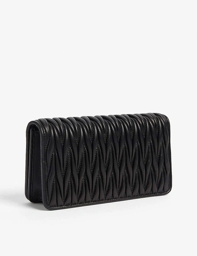 Shop Miu Miu Matelassé Leather Wallet-on-chain In Black