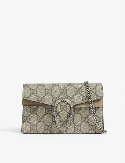 Shop Gucci Gg Supreme Dionysus Super Mini Shoulder Bag In Beige