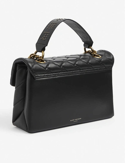 Shop Kurt Geiger Kensington Leather Shoulder Bag In Stud Black